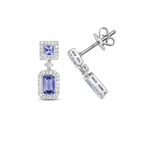 Diamond and Tanzanite Drop Earrings